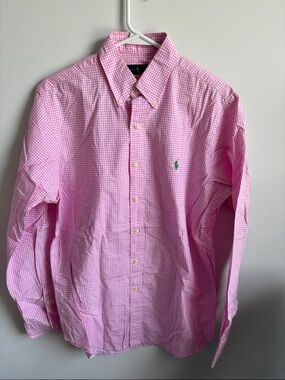 Ralph Lauren Pink Gingham Button-Down Oxford Shirt